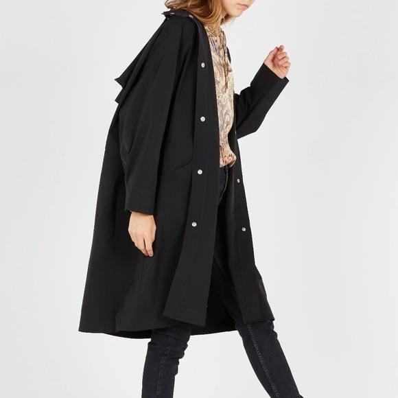 MAJE Trench Coat In Black Sz 1 - Picture 8 of 11